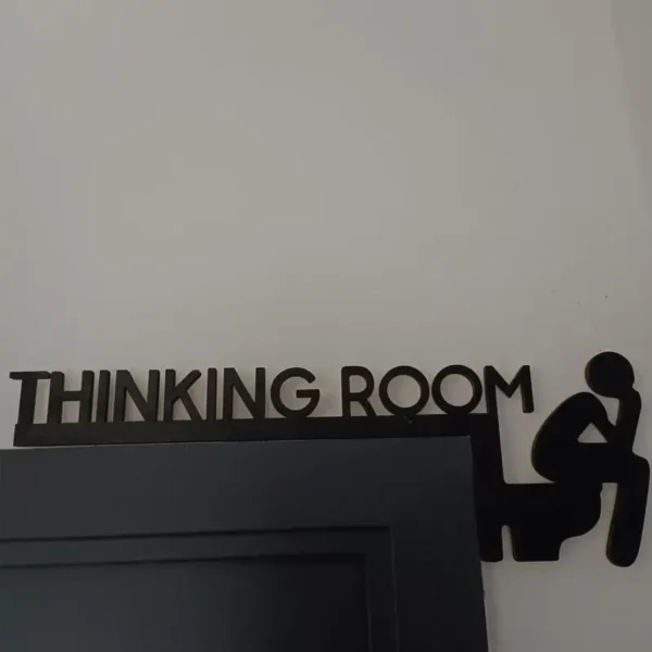 1PCS Modern Wood Toilet Door Sign Funny Thinking Room Wall Sculpture Door Sign Creative Window Door Frame Decoration