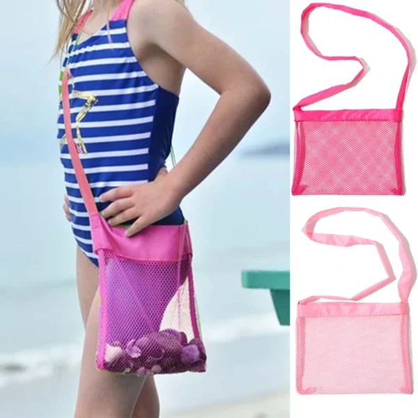 Ultralight Outdoor Mesh Beach Bag For Kids Children Beach Shells Toys Clothes Pocket Toy Storage Organiser Foldable Portable Bag